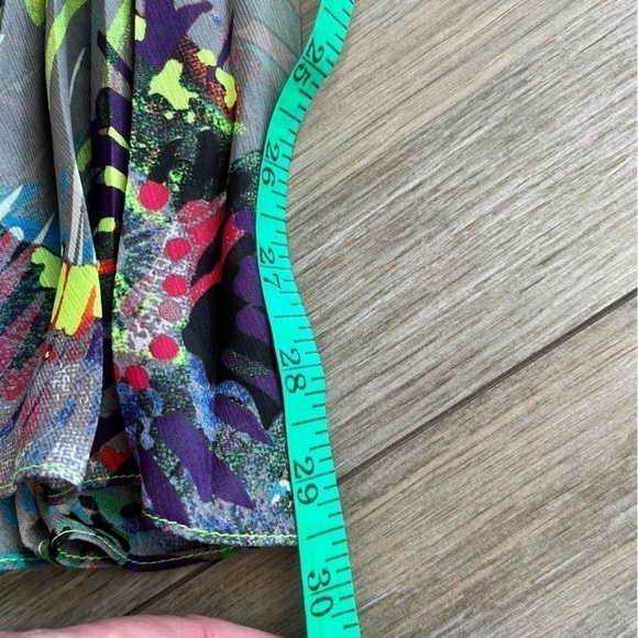 BCBGMAXAZRIA Sierra Dress, Pleated Multi Colour Floral Print Dress Neon, Size S - Picture 10 of 12